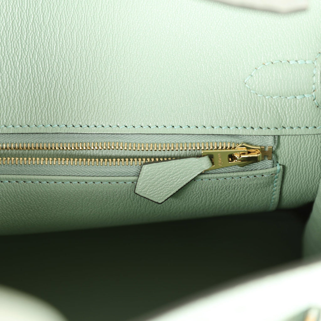 Hermès Birkin 25 Vert D'Eau Matte Faux Leather Gold Hardware