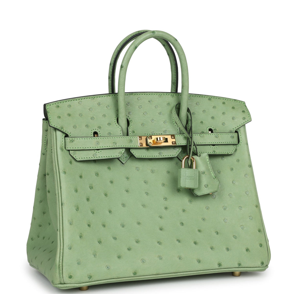 Hermès Birkin 25 Vert Criquet Ostrich Gold Hardware