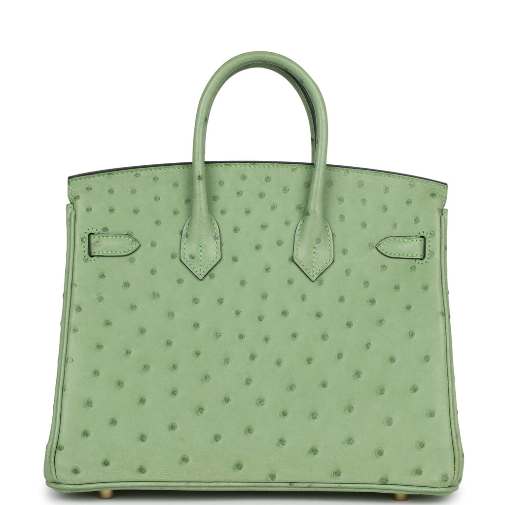 Hermès Birkin 25 Vert Criquet Ostrich Gold Hardware