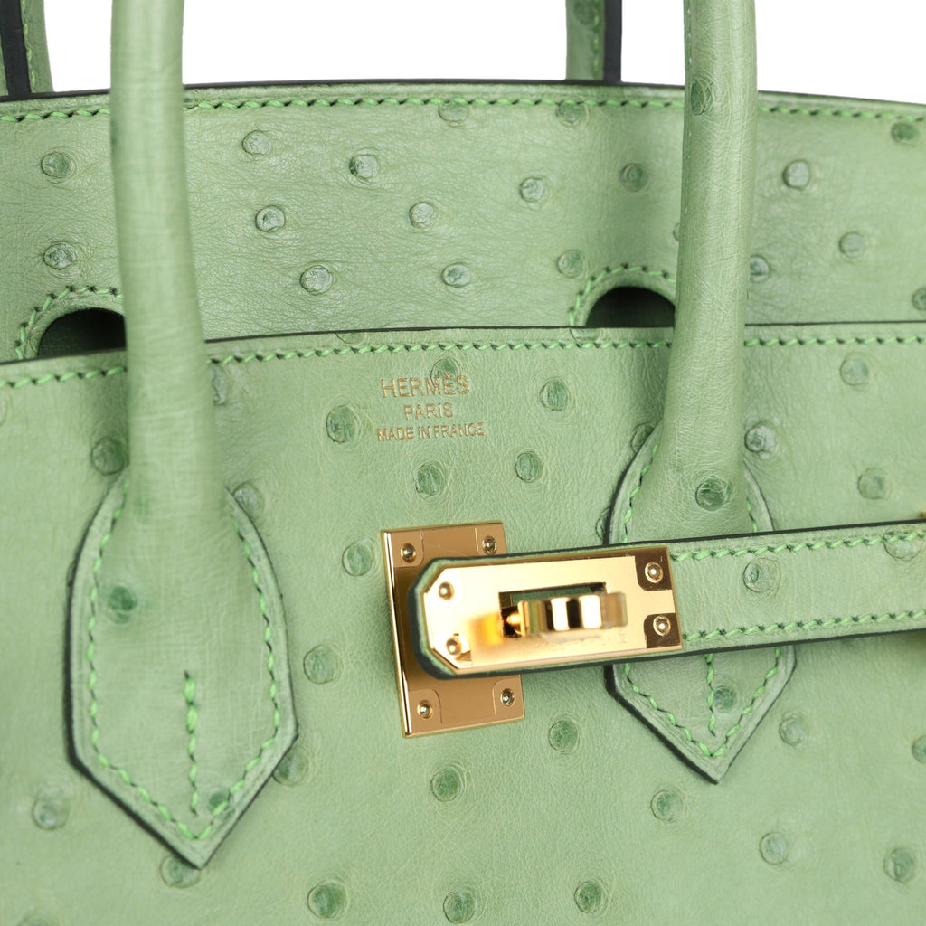Hermès Birkin 25 Vert Criquet Ostrich Gold Hardware