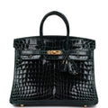 Hermès Birkin 25 Vert Cypress Shiny Faux Leather Gold Hardware