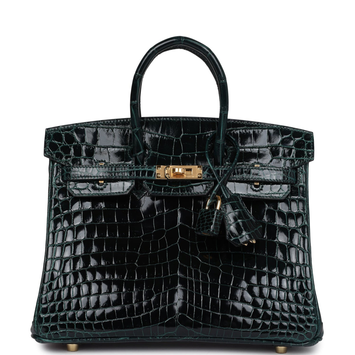 Hermès Birkin 25 Vert Cypress Shiny Faux Leather Gold Hardware