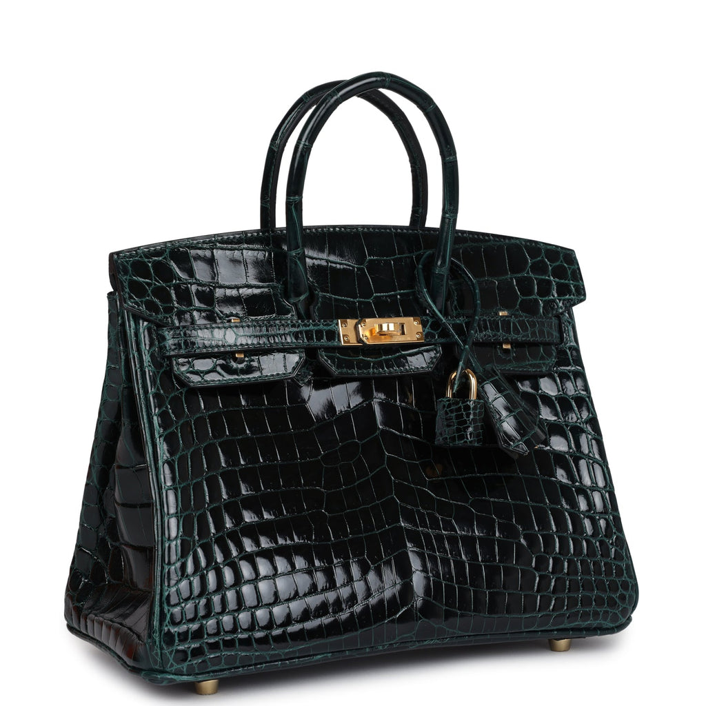 Hermès Birkin 25 Vert Cypress Shiny Faux Leather Gold Hardware
