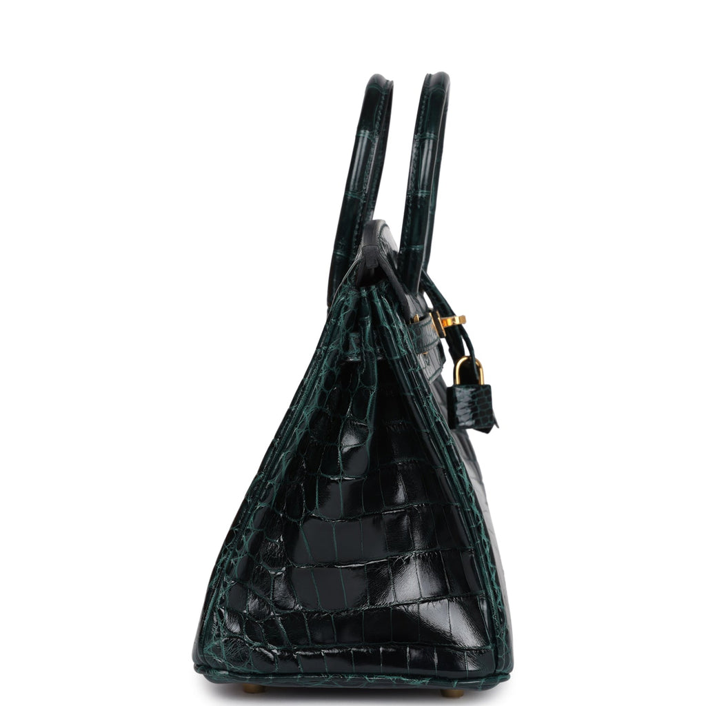 Hermès Birkin 25 Vert Cypress Shiny Faux Leather Gold Hardware