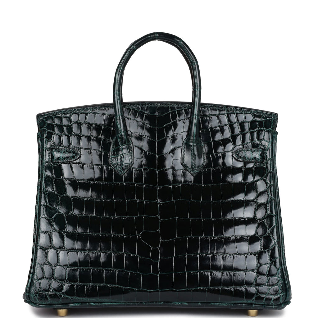 Hermès Birkin 25 Vert Cypress Shiny Faux Leather Gold Hardware