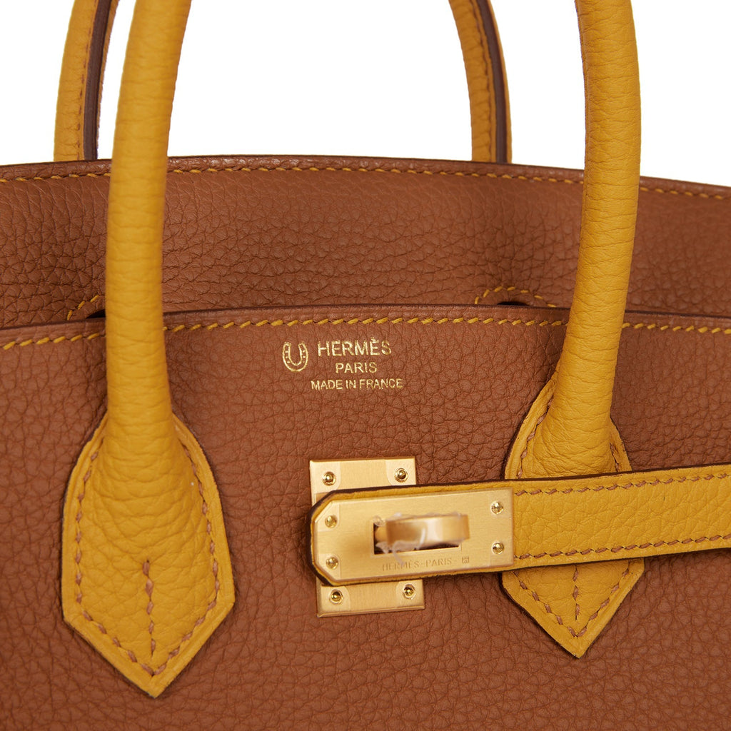 Hermès Special Order (HSS) Birkin 25 Gold and Jaune Ambre Togo Brushed Gold Hardware
