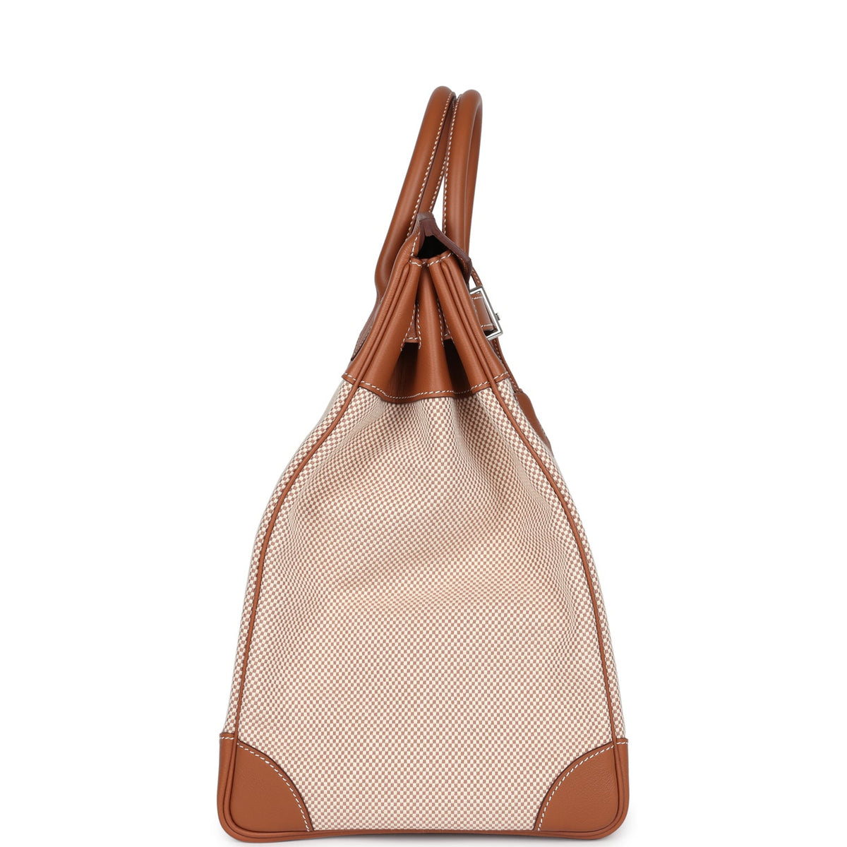 Hermès Birkin HAC 40 Gold Evercolor and Ecru Toile Palladium Hardware