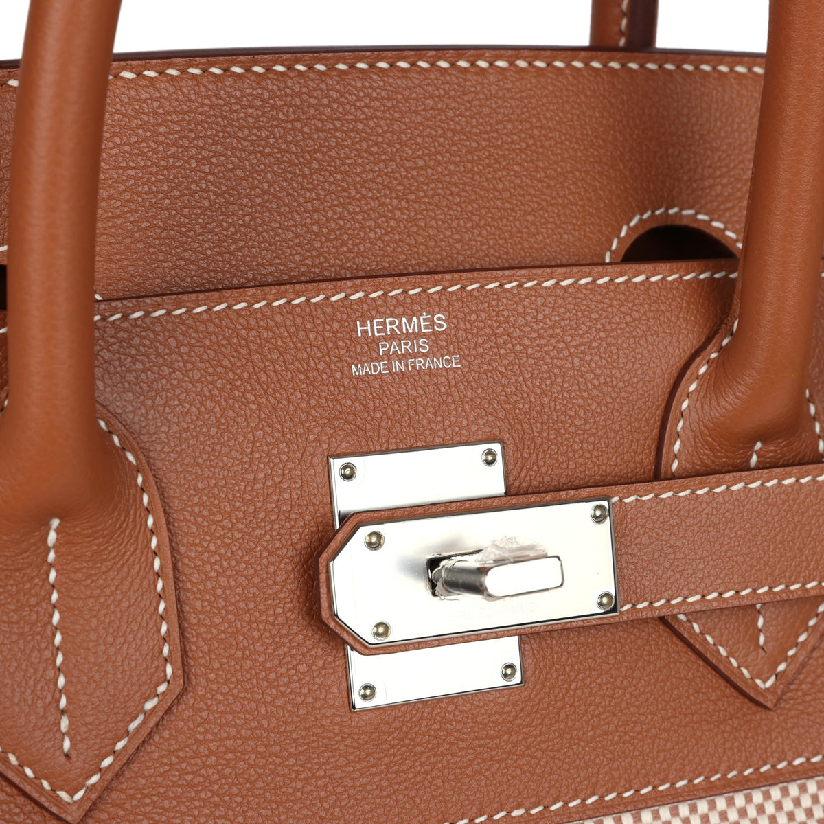 Hermès Birkin HAC 40 Gold Evercolor and Ecru Toile Palladium Hardware