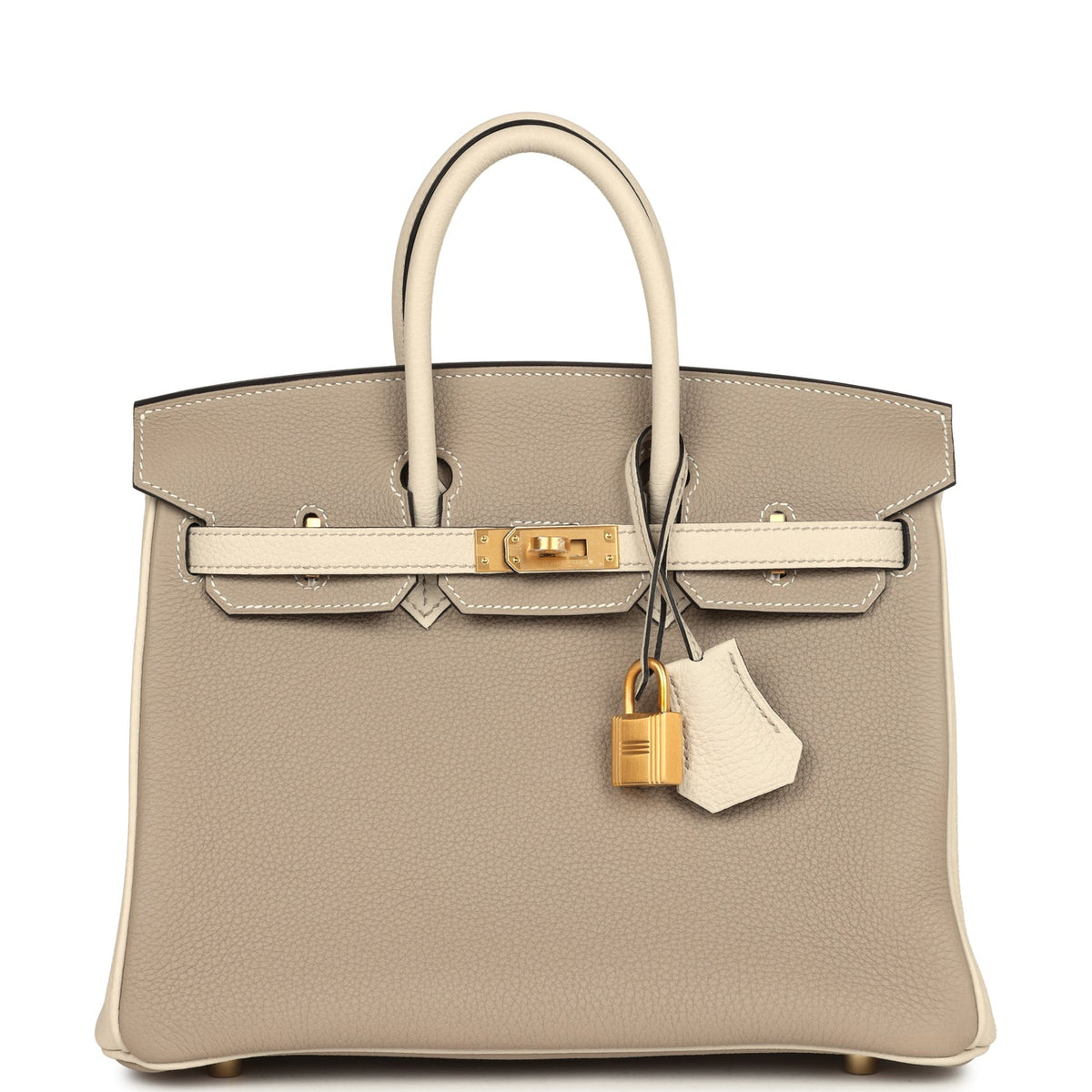 Hermès Special Order (HSS) Birkin 25 Gris Tourterelle and Craie Togo Brushed Gold Hardware