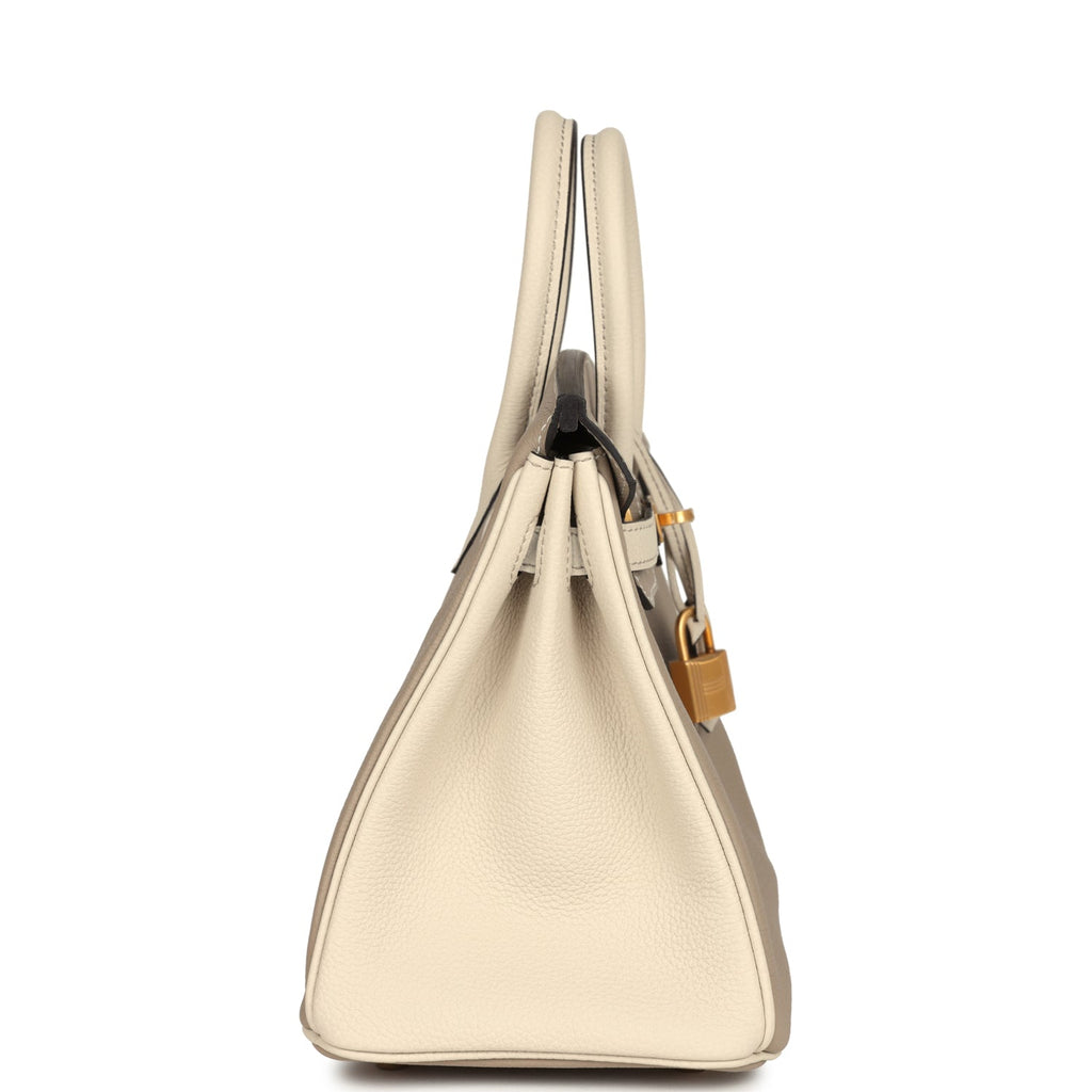 Hermès Special Order (HSS) Birkin 25 Gris Tourterelle and Craie Togo Brushed Gold Hardware