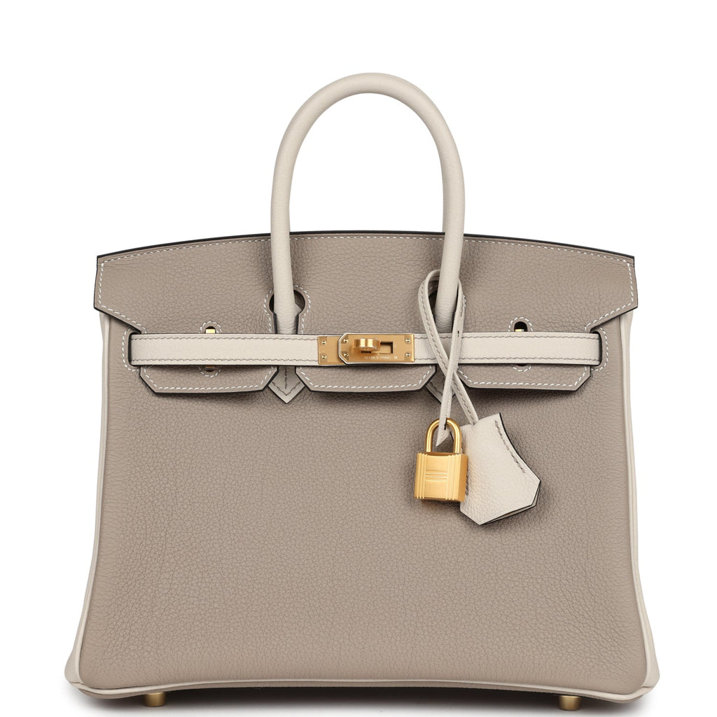 Hermès Special Order (HSS) Birkin 25 Gris Asphalte and Craie Togo Brushed Gold Hardware