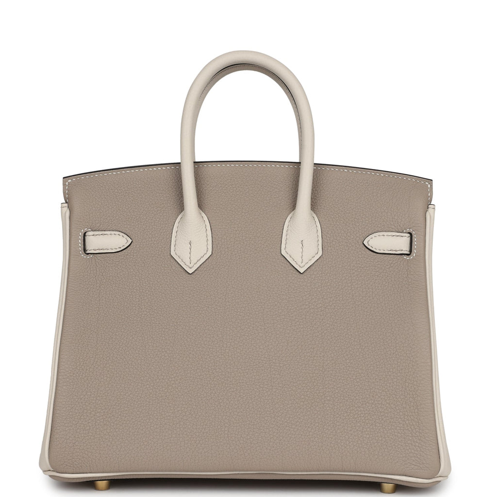 Hermès Special Order (HSS) Birkin 25 Gris Asphalte and Craie Togo Brushed Gold Hardware
