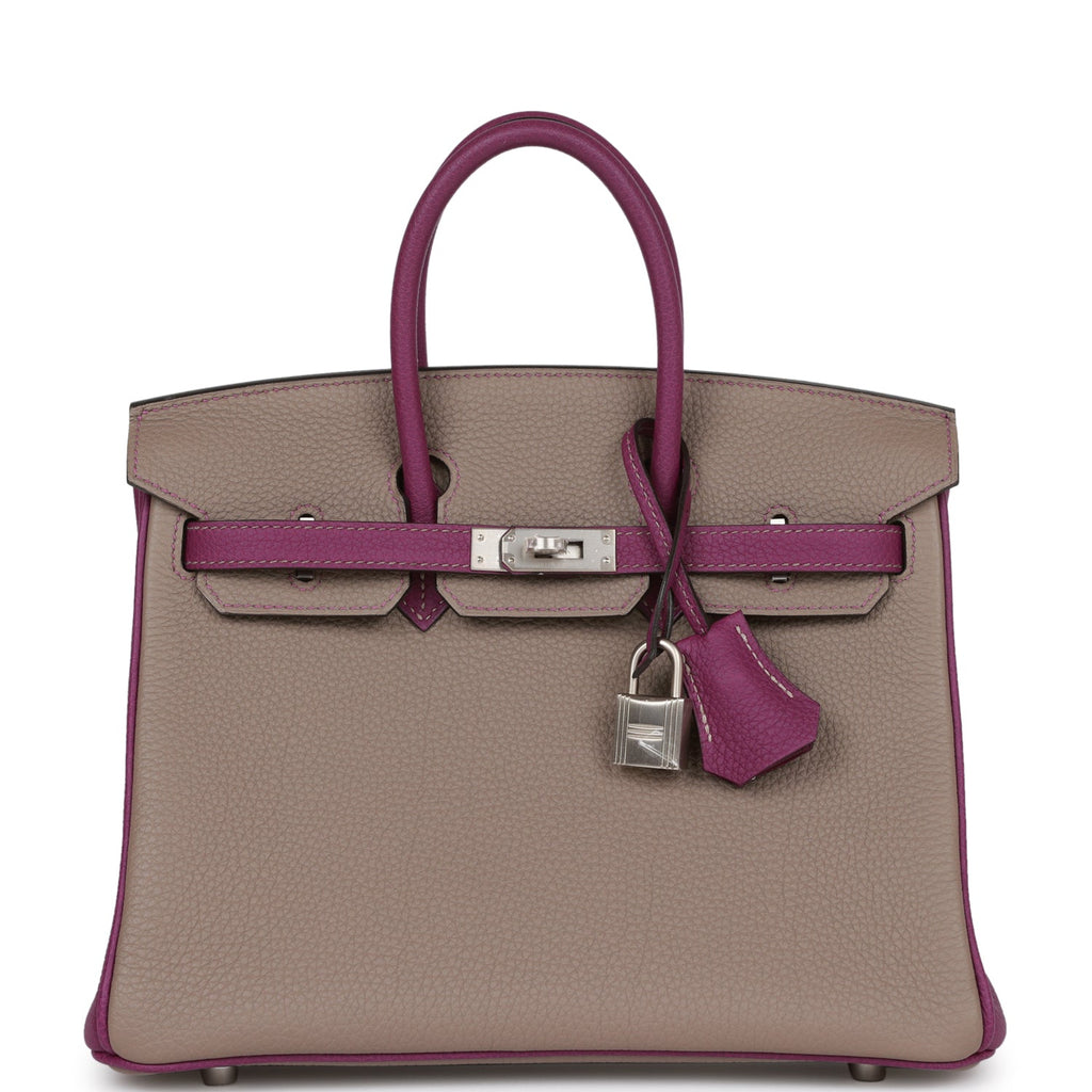 Hermès Special Order (HSS) Birkin 25 Gris Asphalte and Anenome Togo Brushed Palladium Hardware