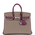 Hermès Special Order (HSS) Birkin 25 Gris Asphalte and Anenome Togo Brushed Palladium Hardware