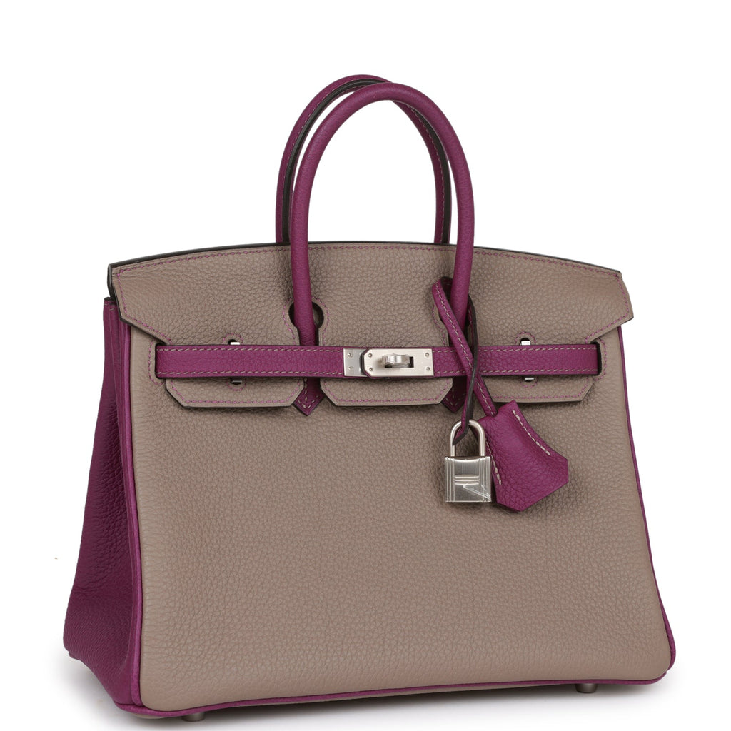 Hermès Special Order (HSS) Birkin 25 Gris Asphalte and Anenome Togo Brushed Palladium Hardware