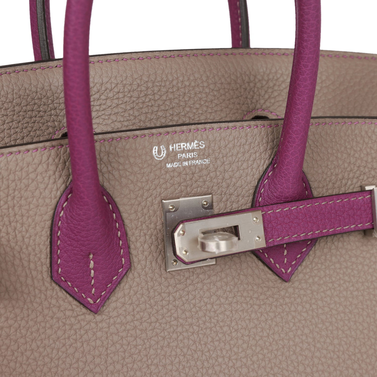 Hermès Special Order (HSS) Birkin 25 Gris Asphalte and Anenome Togo Brushed Palladium Hardware