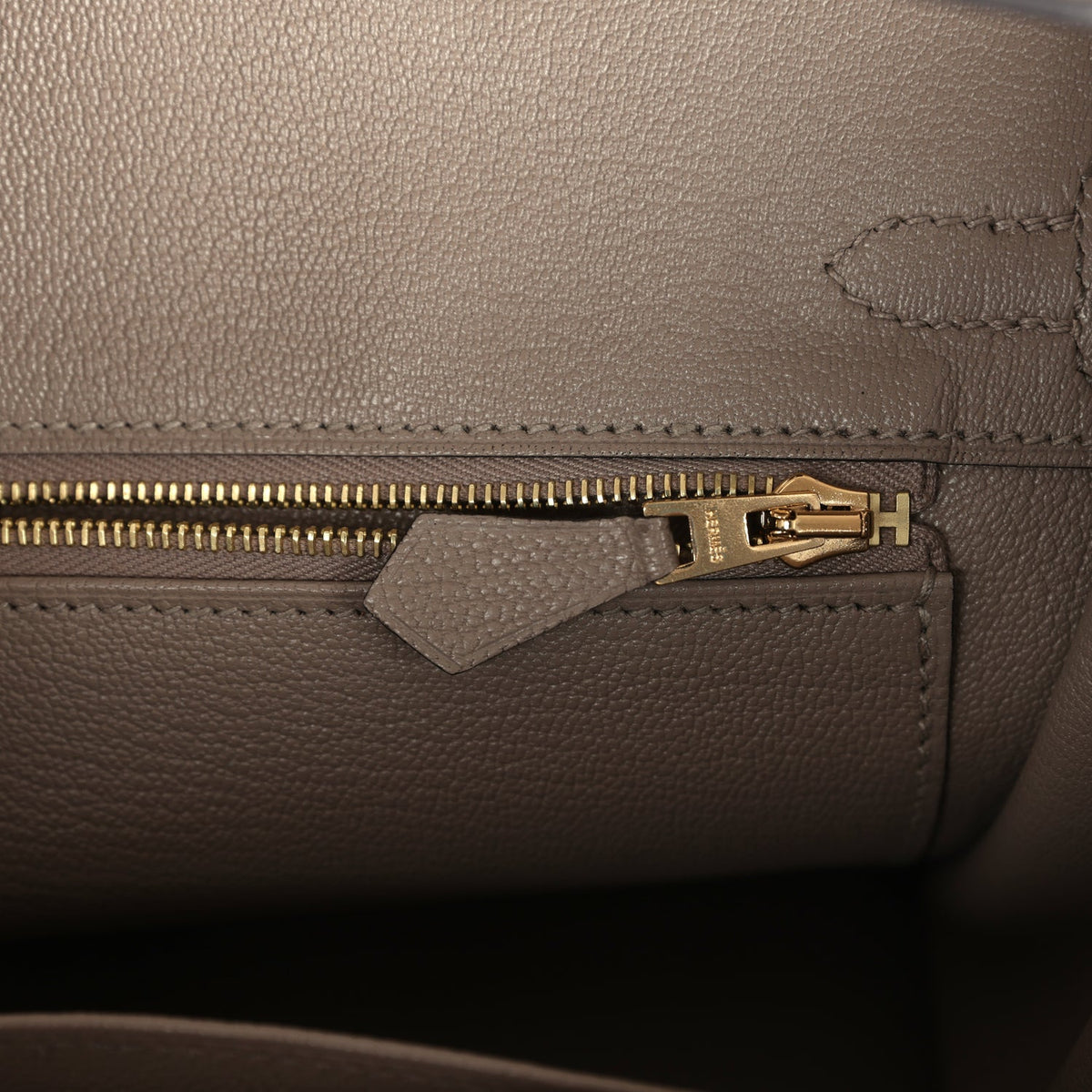 Hermès Special Order (HSS) Birkin 25 Etoupe and Etain Togo Brushed Gold Hardware