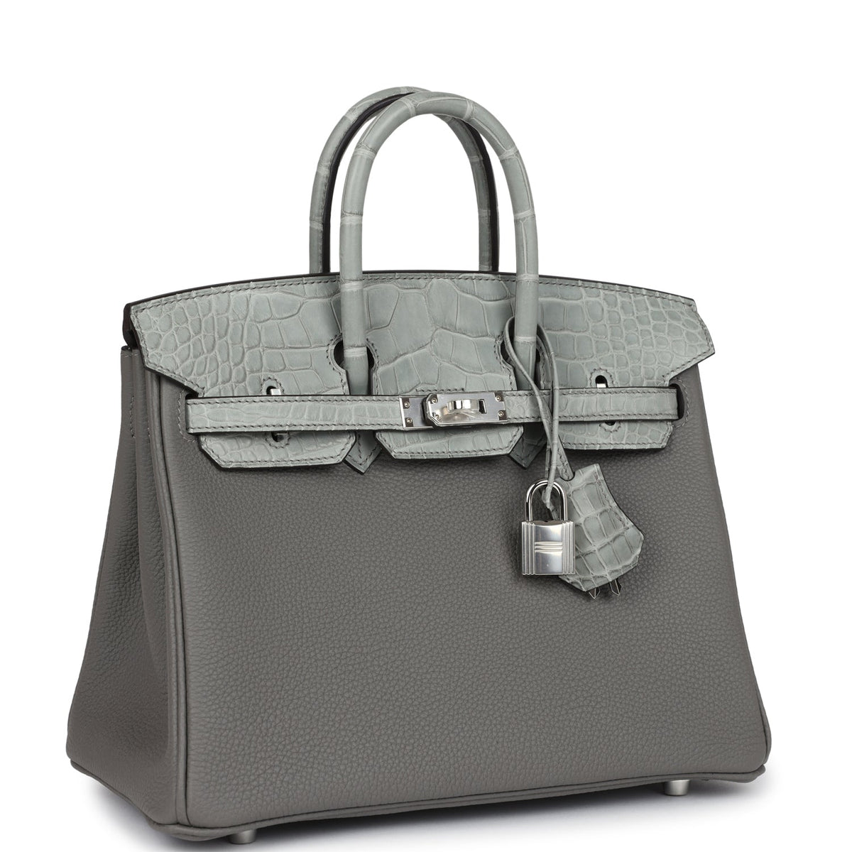 Hermès Birkin 25 Gris Meyer Togo-textured Faux Leather and Gris Ciment Matte Faux Leather Touch Palladium Hardware