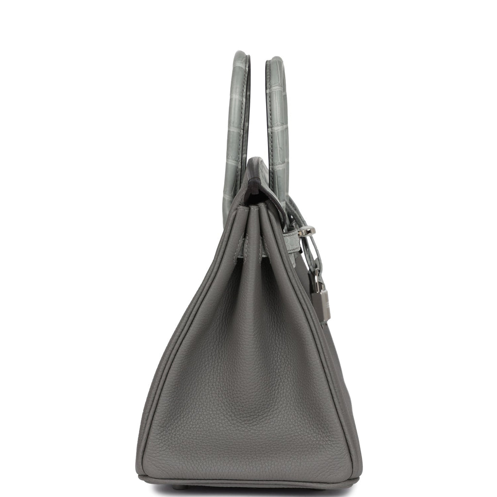 Hermès Birkin 25 Gris Meyer Togo-textured Faux Leather and Gris Ciment Matte Faux Leather Touch Palladium Hardware