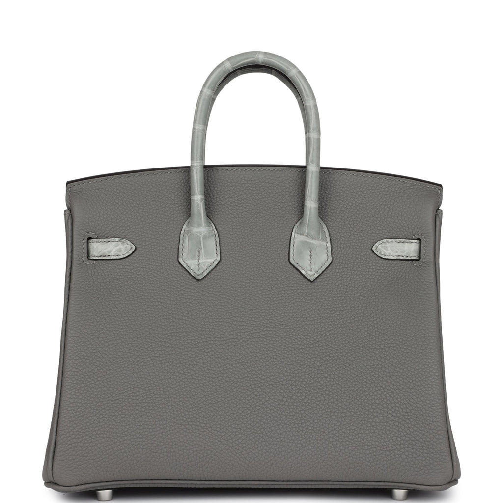 Hermès Birkin 25 Gris Meyer Togo-textured Faux Leather and Gris Ciment Matte Faux Leather Touch Palladium Hardware