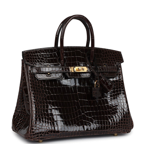 Hermès Birkin 25 Macassar Shiny Faux Leather Gold Hardware