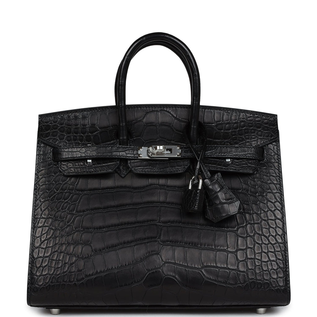 Hermès Birkin Sellier 25 Black Matte Faux Leather Palladium Hardware