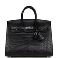 Hermès Birkin Sellier 25 Black Matte Faux Leather Palladium Hardware