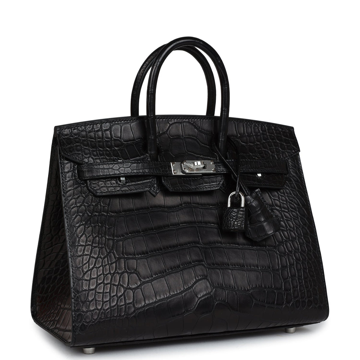 Hermès Birkin Sellier 25 Black Matte Faux Leather Palladium Hardware