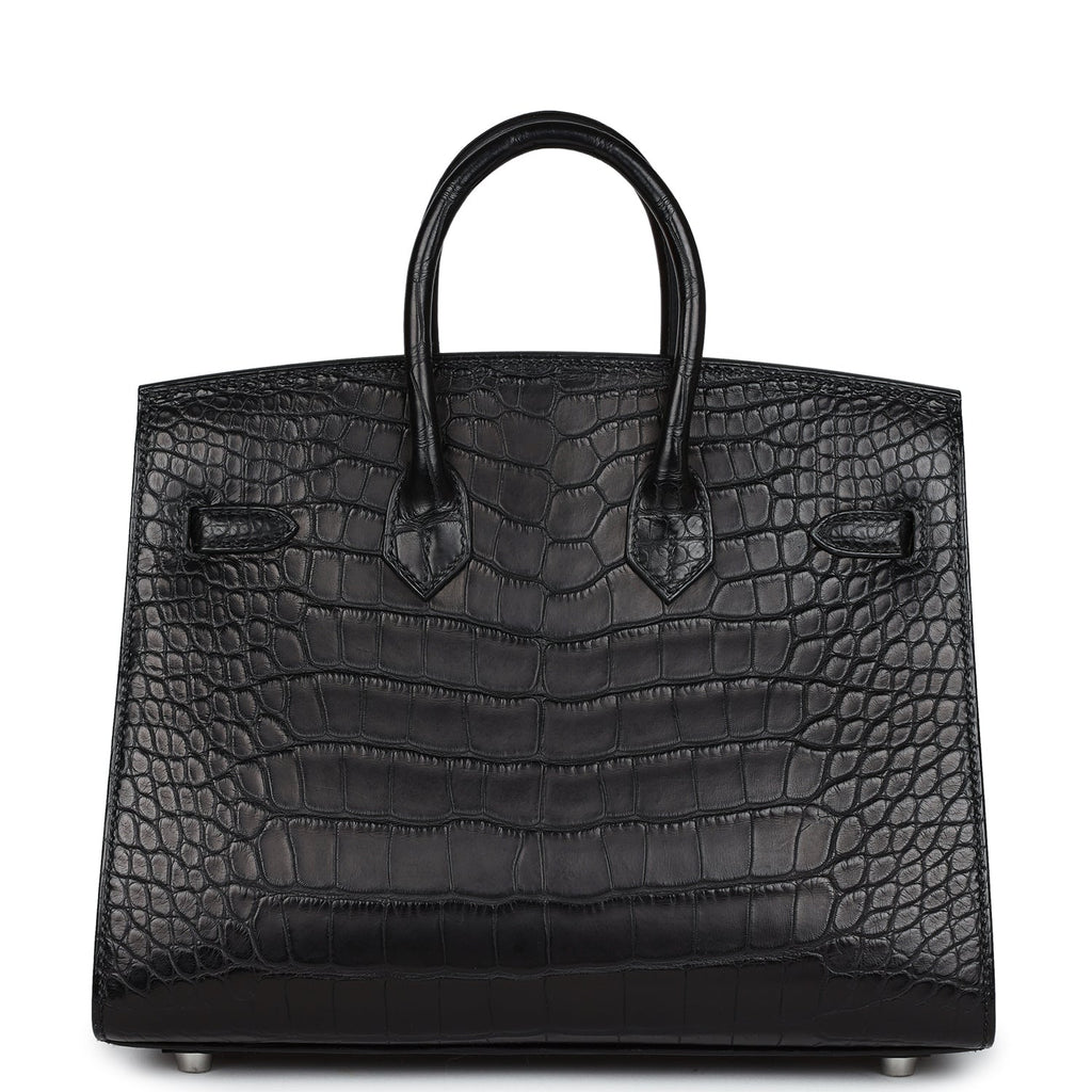 Hermès Birkin Sellier 25 Black Matte Faux Leather Palladium Hardware