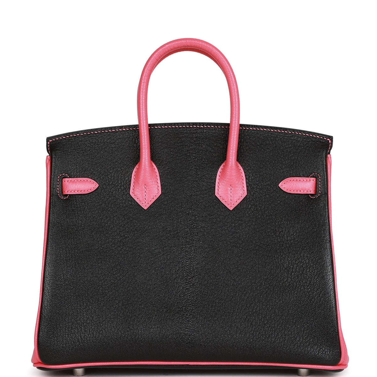 Hermès Special Order (HSS) Birkin 25 Black and Rose Azalee Chèvre Brushed Palladium Hardware