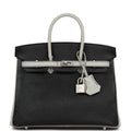 Hermès Special Order (HSS) Birkin 25 Black and Gris Perle Chèvre Brushed Palladium Hardware