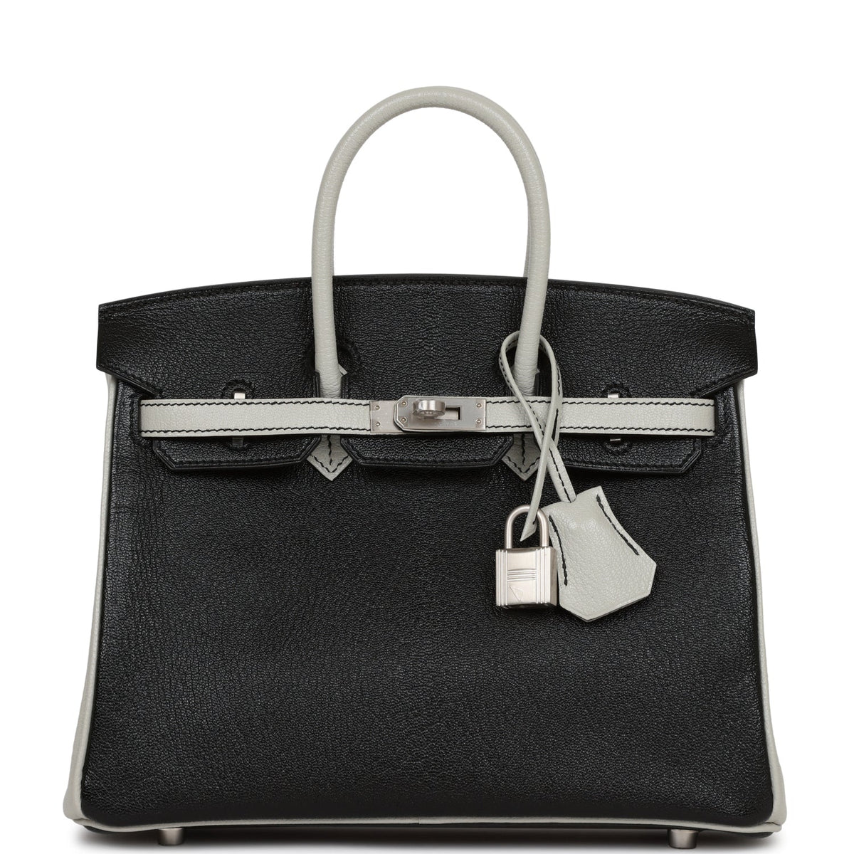Hermès Special Order (HSS) Birkin 25 Black and Gris Perle Chèvre Brushed Palladium Hardware