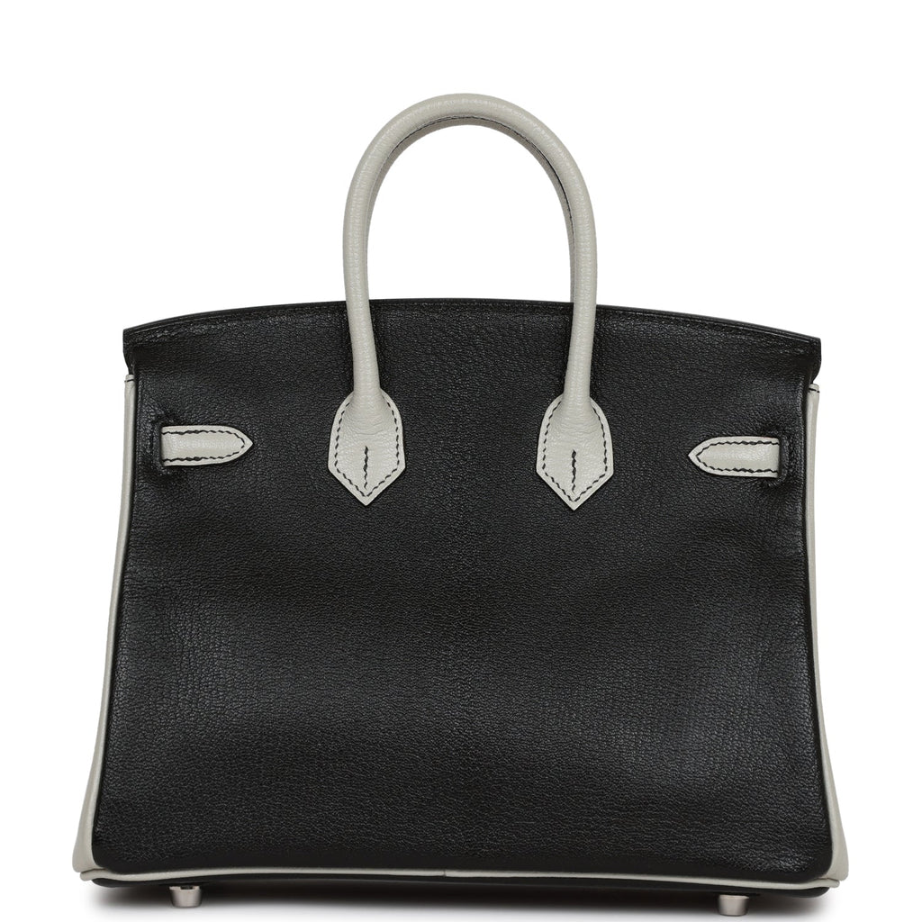 Hermès Special Order (HSS) Birkin 25 Black and Gris Perle Chèvre Brushed Palladium Hardware