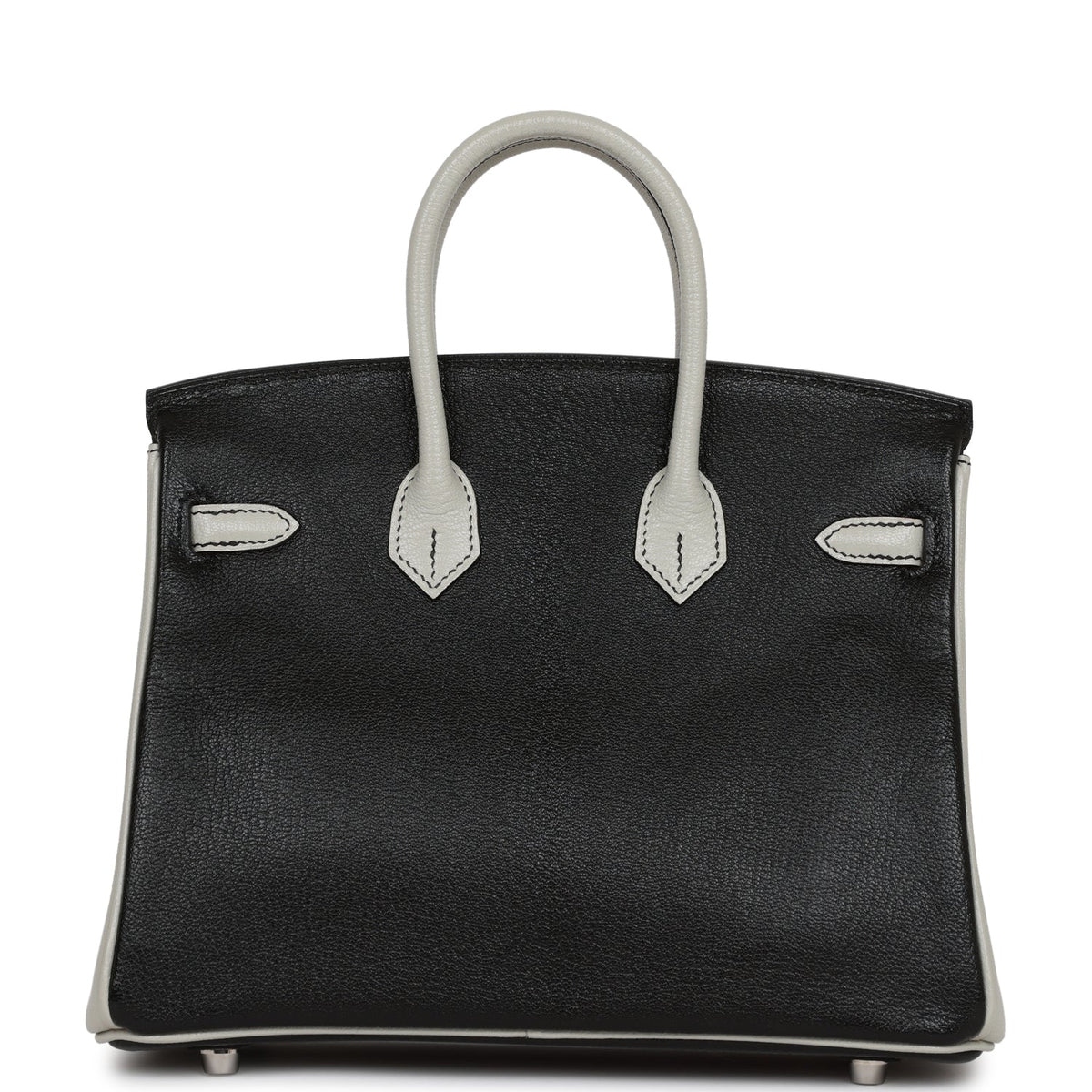 Hermès Special Order (HSS) Birkin 25 Black and Gris Perle Chèvre Brushed Palladium Hardware