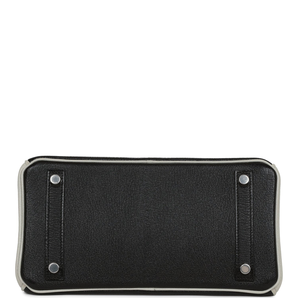 Hermès Special Order (HSS) Birkin 25 Black and Gris Perle Chèvre Brushed Palladium Hardware