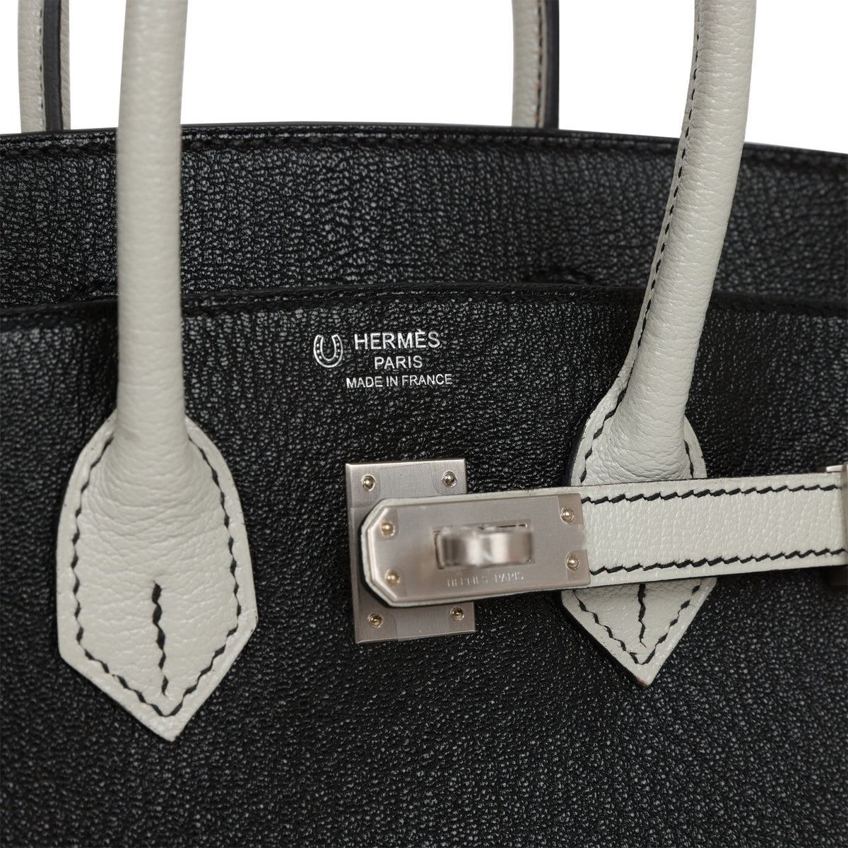 Hermès Special Order (HSS) Birkin 25 Black and Gris Perle Chèvre Brushed Palladium Hardware