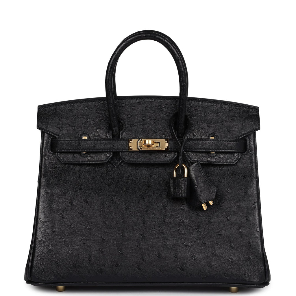 Hermès Birkin 25 Black Ostrich Gold Hardware
