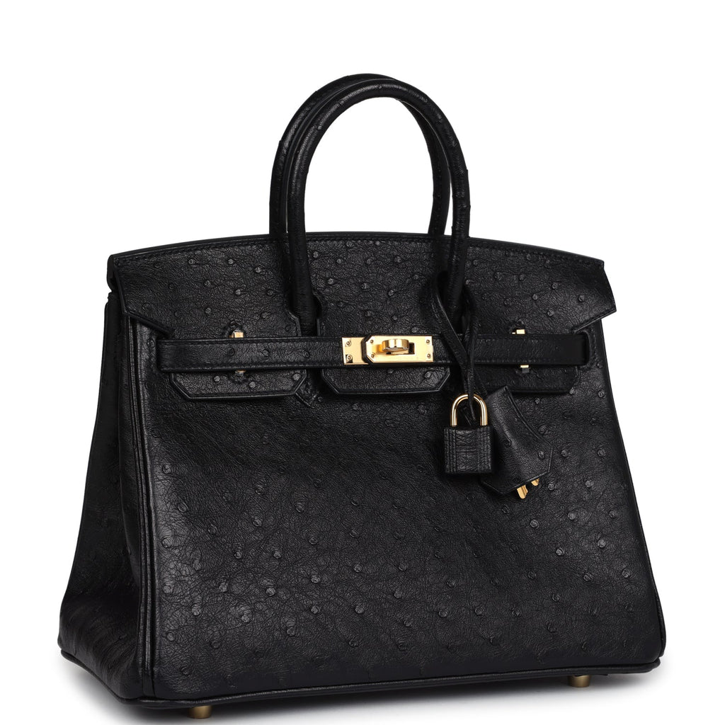 Hermès Birkin 25 Black Ostrich Gold Hardware