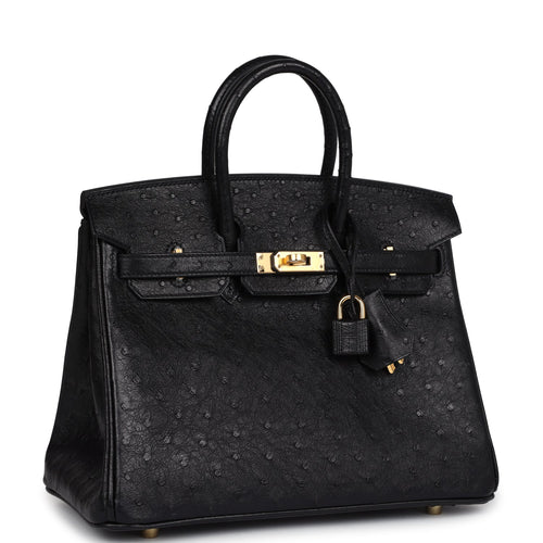 Hermès Birkin 25 Black Ostrich Gold Hardware