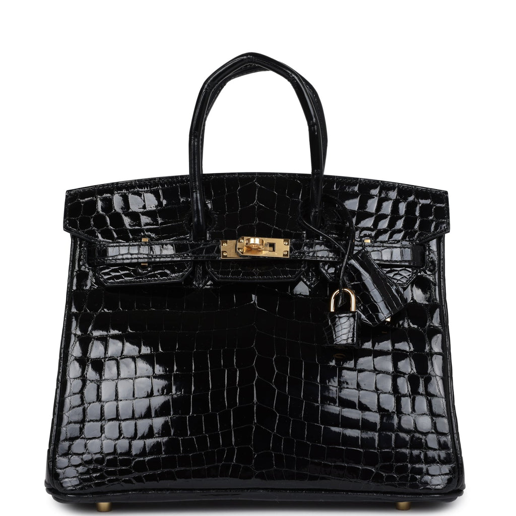 Hermès Birkin 25 Black Shiny Faux Leather Gold Hardware