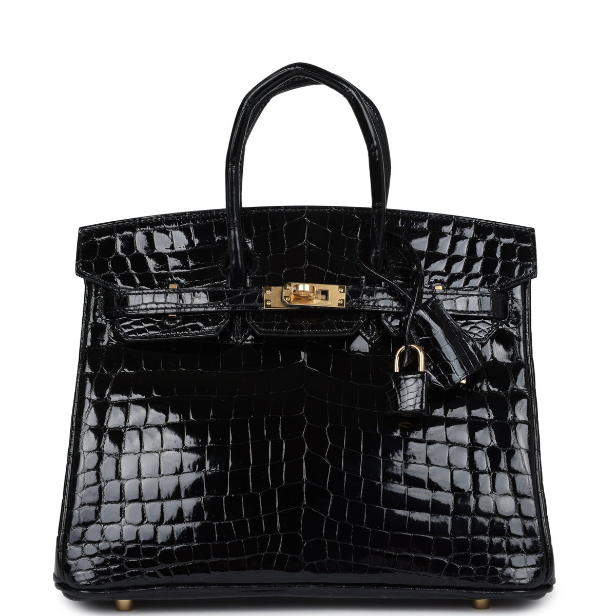 Hermès Birkin 25 Black Shiny Faux Leather Gold Hardware