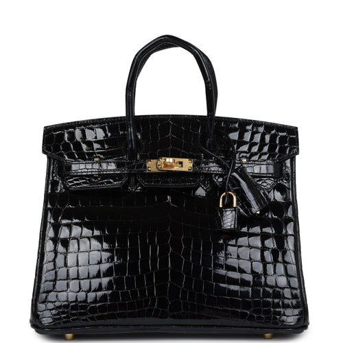 Hermès Birkin 25 Black Shiny Faux Leather Gold Hardware