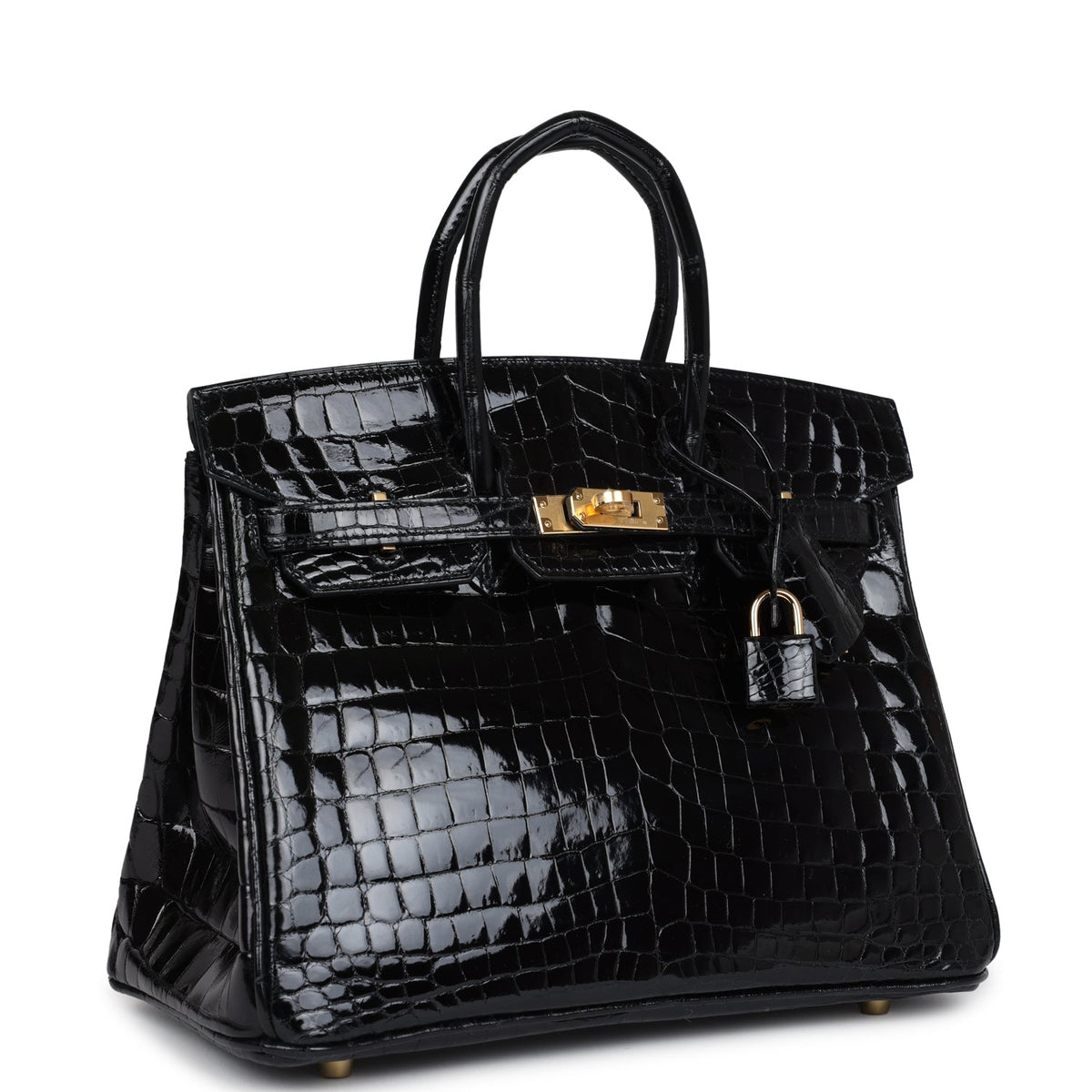 Hermès Birkin 25 Black Shiny Faux Leather Gold Hardware