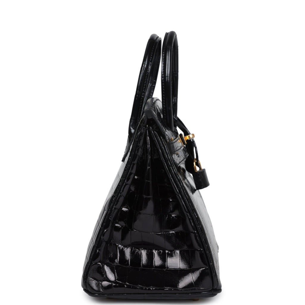 Hermès Birkin 25 Black Shiny Faux Leather Gold Hardware