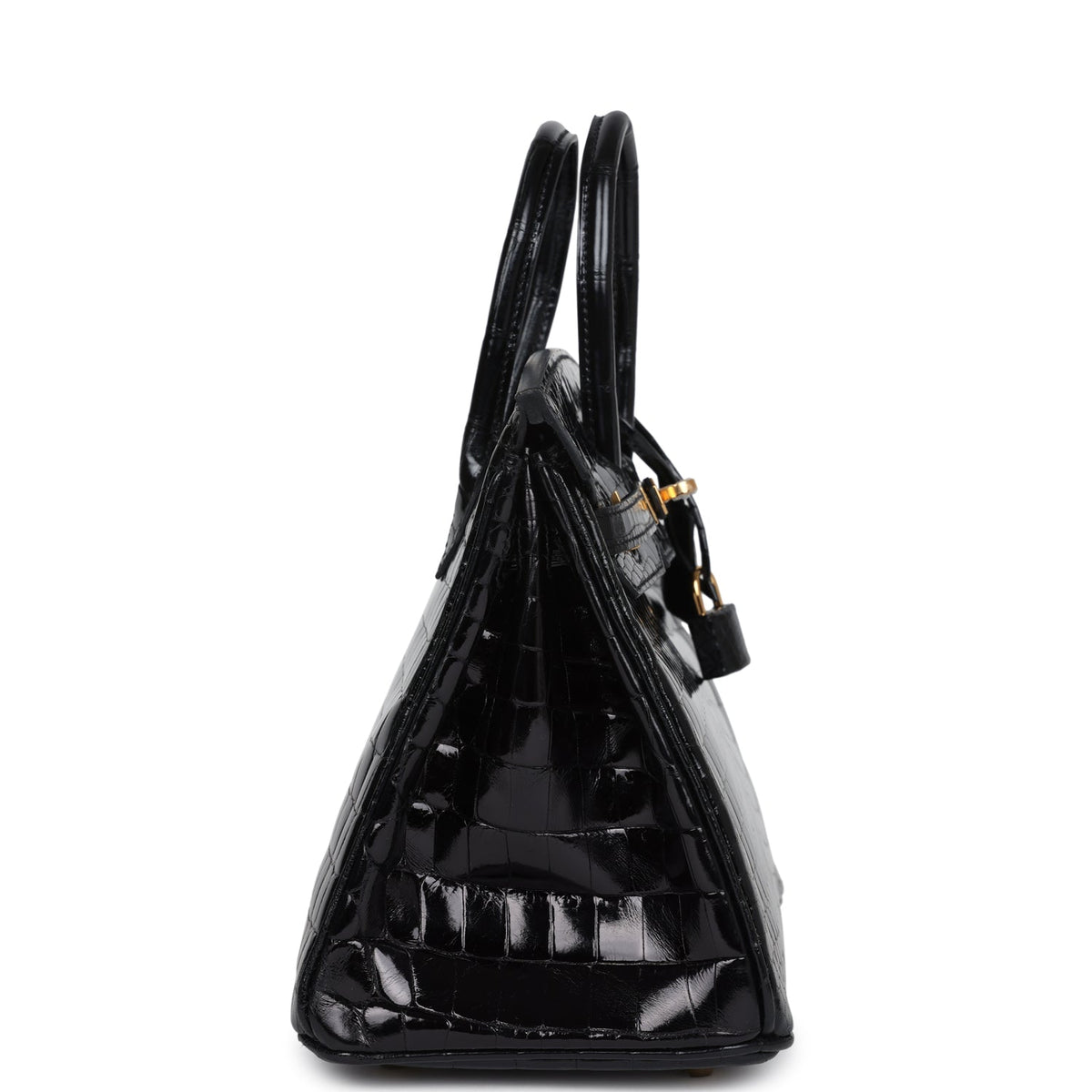 Hermès Birkin 25 Black Shiny Faux Leather Gold Hardware