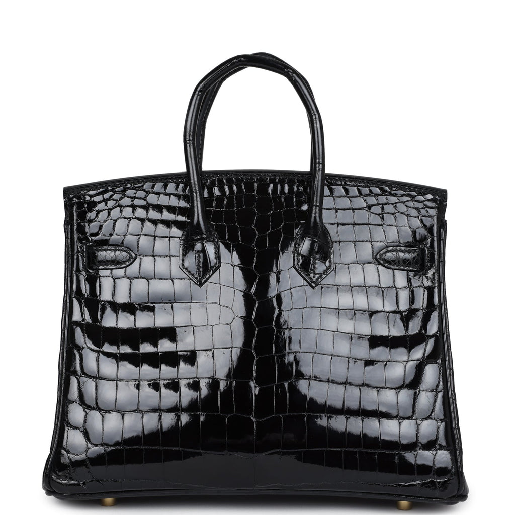 Hermès Birkin 25 Black Shiny Faux Leather Gold Hardware