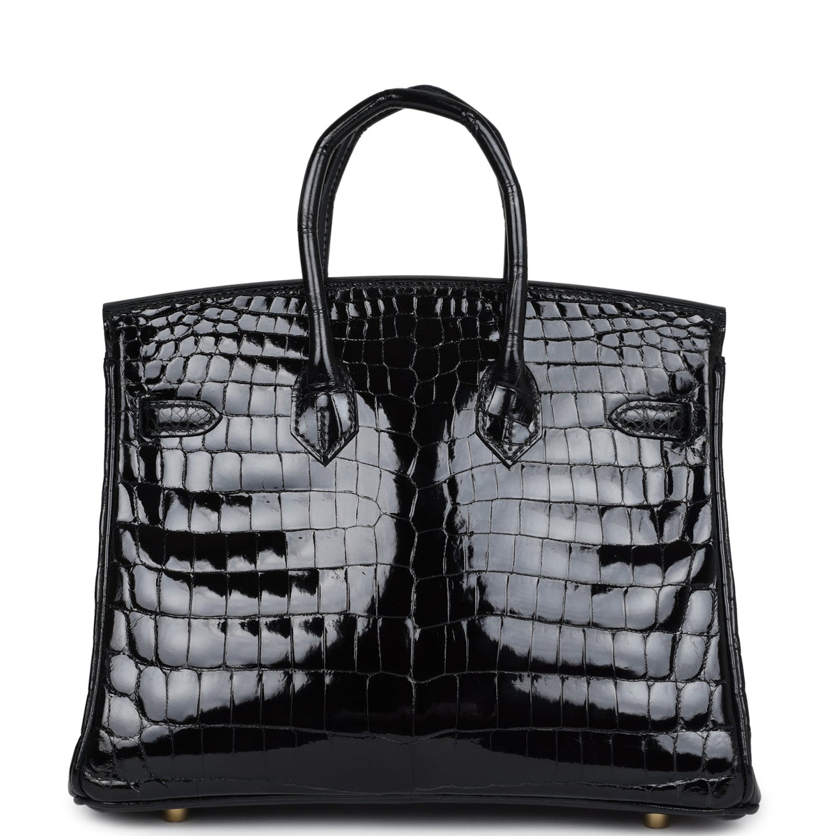 Hermès Birkin 25 Black Shiny Faux Leather Gold Hardware