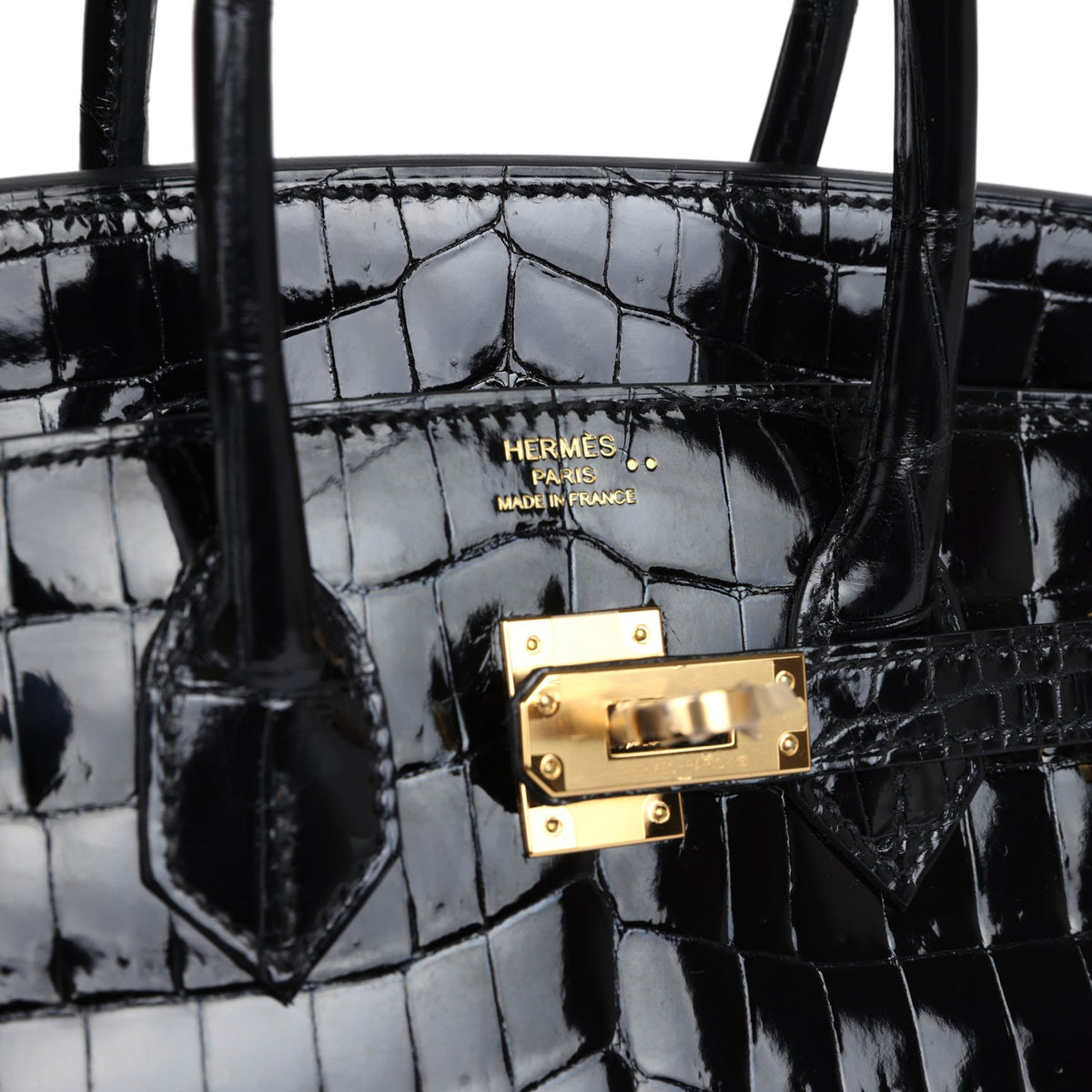 Hermès Birkin 25 Black Shiny Faux Leather Gold Hardware