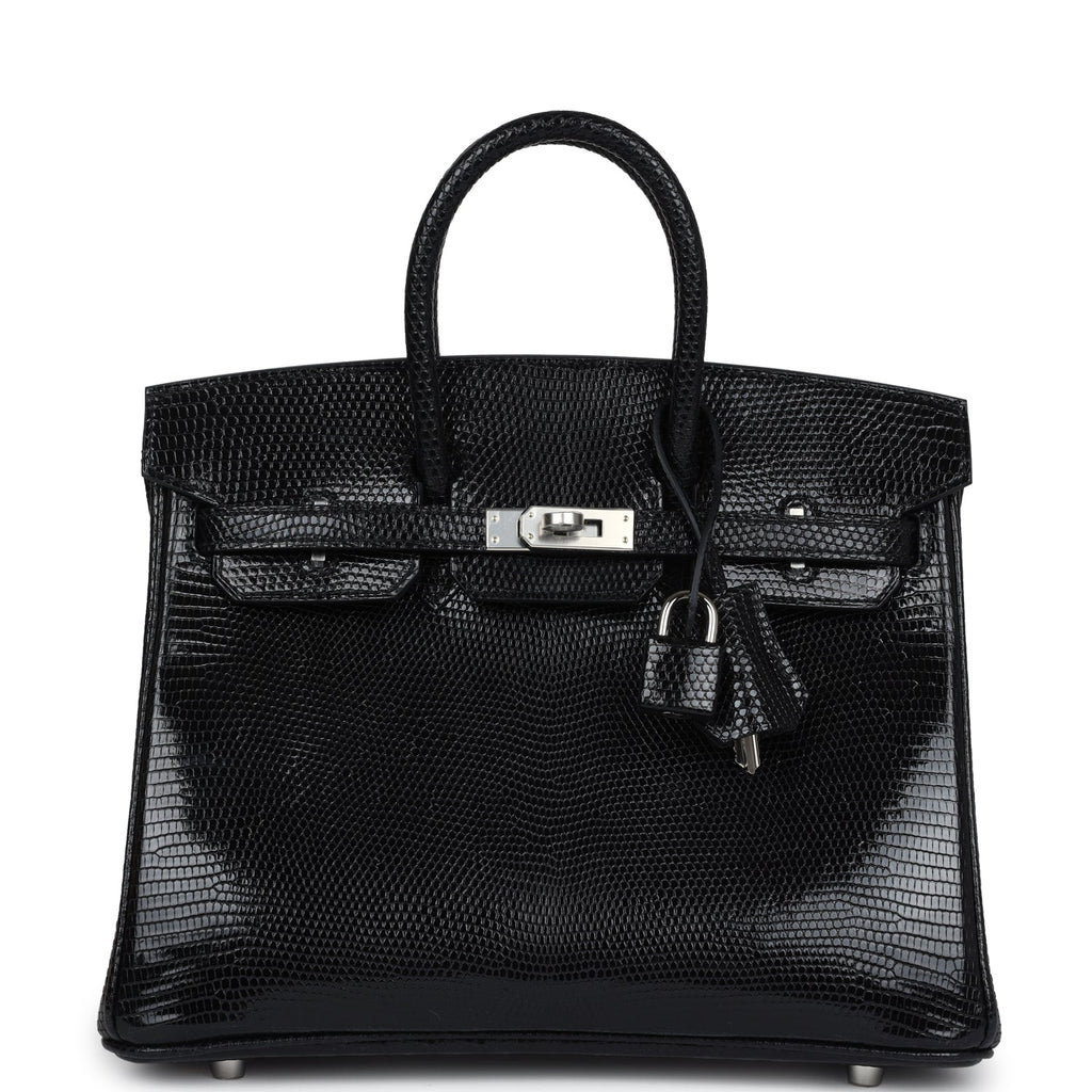 Hermès Birkin 25 Black Shiny Faux Leather Palladium Hardware