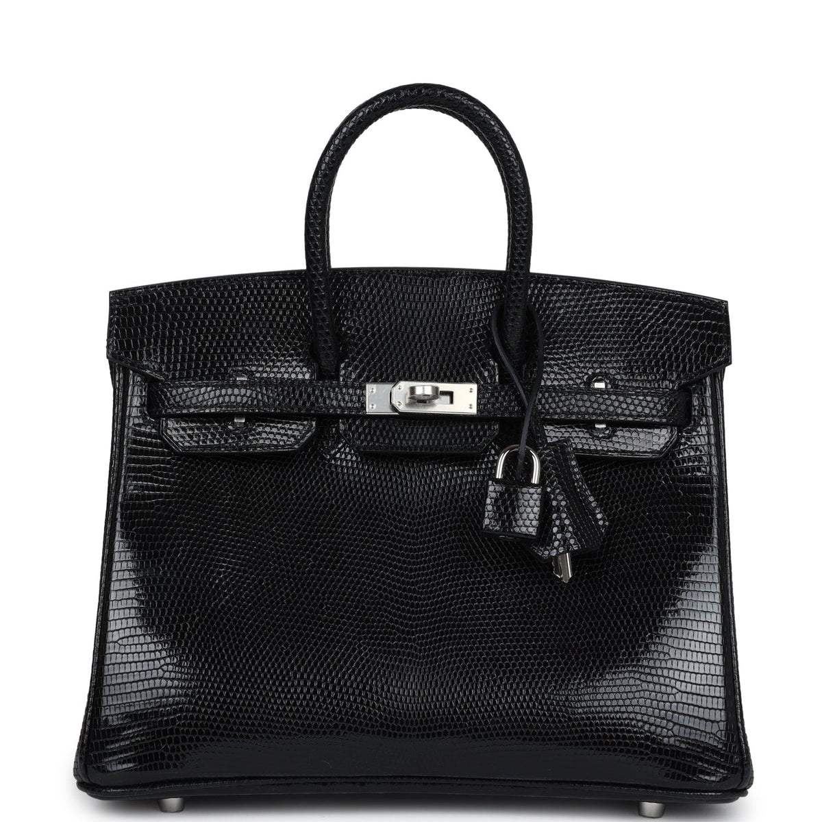 Hermès Birkin 25 Black Shiny Faux Leather Palladium Hardware
